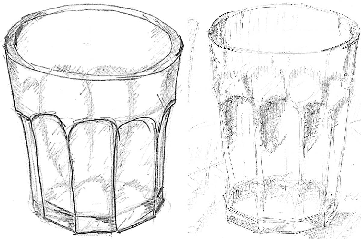Two attempts for a glass